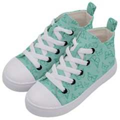 Biscay Green Monarch Butterflies Kids  Mid-top Canvas Sneakers by SpinnyChairDesigns