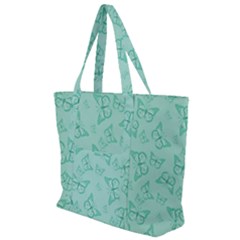 Biscay Green Monarch Butterflies Zip Up Canvas Bag by SpinnyChairDesigns