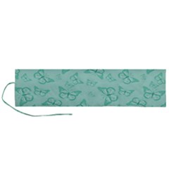 Biscay Green Monarch Butterflies Roll Up Canvas Pencil Holder (l)