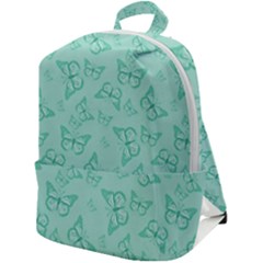 Biscay Green Monarch Butterflies Zip Up Backpack by SpinnyChairDesigns