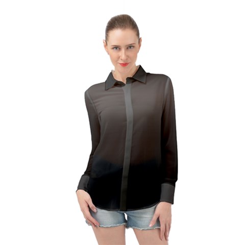 Black Gradient Ombre Color Long Sleeve Chiffon Shirt by SpinnyChairDesigns