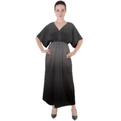 Black Gradient Ombre Color V-neck Boho Style Maxi Dress by SpinnyChairDesigns