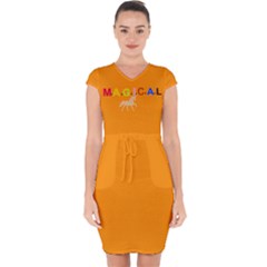 7680x4320-princeton-orange-solid-color-background Capsleeve Drawstring Dress  by ciel