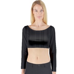 Pitch Black Color Stripes Long Sleeve Crop Top by SpinnyChairDesigns