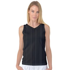 Pitch Black Color Stripes Women s Basketball Tank Top