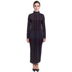 Pitch Black Color Stripes Turtleneck Maxi Dress