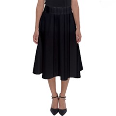 Pitch Black Color Stripes Perfect Length Midi Skirt