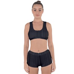 Pitch Black Color Stripes Racerback Boyleg Bikini Set