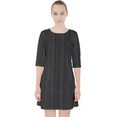 Pitch Black Color Stripes Pocket Dress