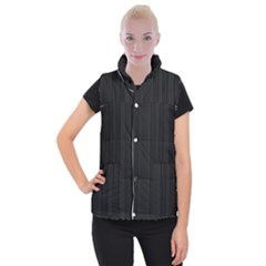 Pitch Black Color Stripes Women s Button Up Vest