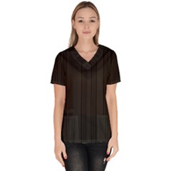 Pitch Black Color Stripes Women s V-Neck Scrub Top