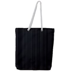 Pitch Black Color Stripes Full Print Rope Handle Tote (Large)