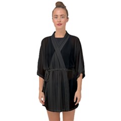 Pitch Black Color Stripes Half Sleeve Chiffon Kimono