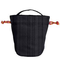 Pitch Black Color Stripes Drawstring Bucket Bag