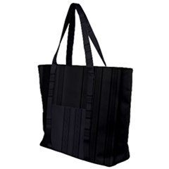 Pitch Black Color Stripes Zip Up Canvas Bag