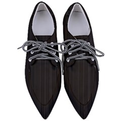 Pitch Black Color Stripes Pointed Oxford Shoes