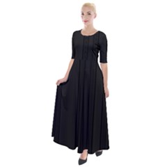 Pitch Black Color Stripes Half Sleeves Maxi Dress