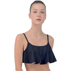 Pitch Black Color Stripes Frill Bikini Top