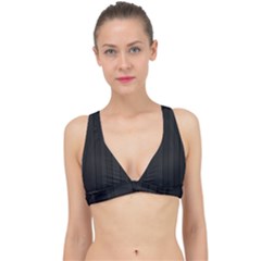 Pitch Black Color Stripes Classic Banded Bikini Top