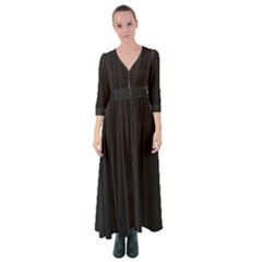 Pitch Black Color Stripes Button Up Maxi Dress