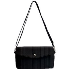 Pitch Black Color Stripes Removable Strap Clutch Bag