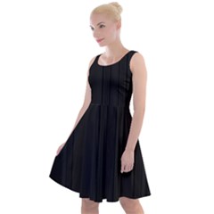 Pitch Black Color Stripes Knee Length Skater Dress by SpinnyChairDesigns