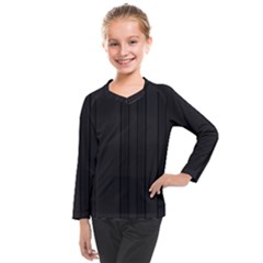 Pitch Black Color Stripes Kids  Long Mesh Tee