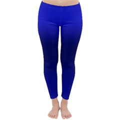 Cobalt Blue Gradient Ombre Color Classic Winter Leggings by SpinnyChairDesigns