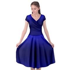 Cobalt Blue Gradient Ombre Color Cap Sleeve Wrap Front Dress by SpinnyChairDesigns