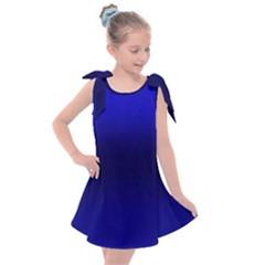 Cobalt Blue Gradient Ombre Color Kids  Tie Up Tunic Dress by SpinnyChairDesigns