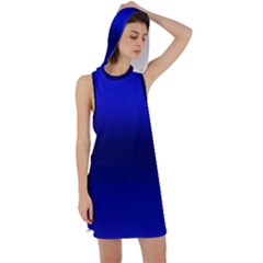 Cobalt Blue Gradient Ombre Color Racer Back Hoodie Dress by SpinnyChairDesigns