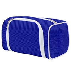 Cobalt Blue Color Stripes Toiletries Pouch by SpinnyChairDesigns