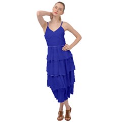 Cobalt Blue Color Stripes Layered Bottom Dress by SpinnyChairDesigns