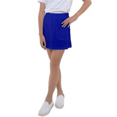 Cobalt Blue Color Stripes Kids  Tennis Skirt by SpinnyChairDesigns