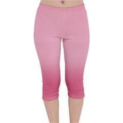 Blush Pink Color Gradient Ombre Velvet Capri Leggings  by SpinnyChairDesigns