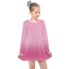 Blush Pink Color Gradient Ombre Kids  Long Sleeve Dress by SpinnyChairDesigns