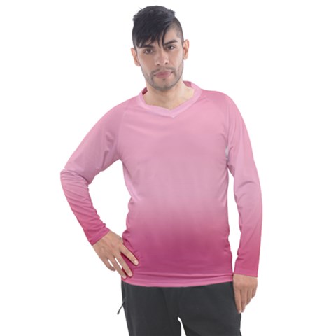 Blush Pink Color Gradient Ombre Men s Pique Long Sleeve Tee by SpinnyChairDesigns