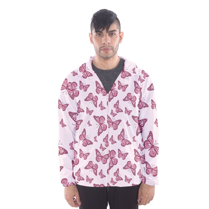 Blush Pink Color Butterflies Men s Hooded Windbreaker