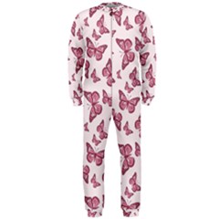 Blush Pink Color Butterflies Onepiece Jumpsuit (men) 