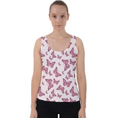 Blush Pink Color Butterflies Velvet Tank Top by SpinnyChairDesigns