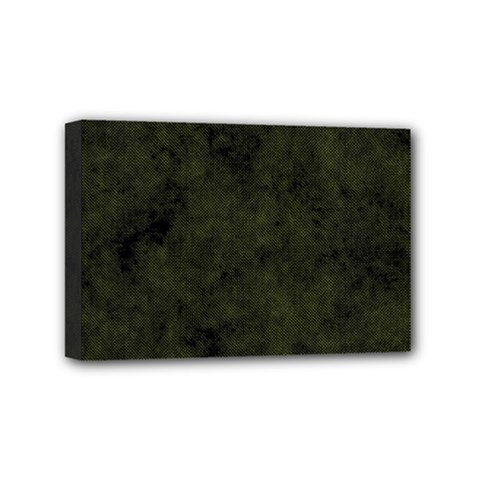 Army Green Color Grunge Mini Canvas 6  X 4  (stretched) by SpinnyChairDesigns