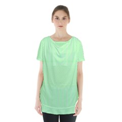 Mint Green White Stripes Skirt Hem Sports Top by SpinnyChairDesigns