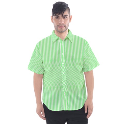 Mint Green White Stripes Men s Short Sleeve Shirt by SpinnyChairDesigns