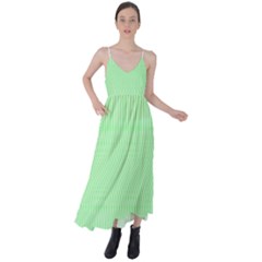 Mint Green White Stripes Tie Back Maxi Dress by SpinnyChairDesigns