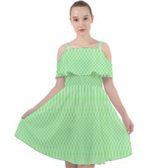 Mint Green White Stripes Cut Out Shoulders Chiffon Dress by SpinnyChairDesigns