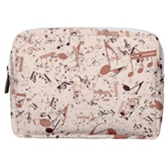 Music Notes Pattern Cinnamon Color Make Up Pouch (medium) by SpinnyChairDesigns