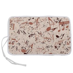 Music Notes Pattern Cinnamon Color Pen Storage Case (l) by SpinnyChairDesigns