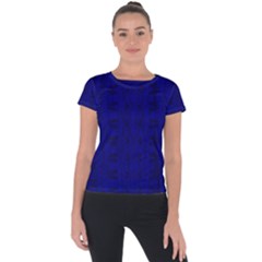 Cobalt Blue Color Batik Short Sleeve Sports Top  by SpinnyChairDesigns