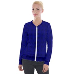 Cobalt Blue Color Batik Velour Zip Up Jacket by SpinnyChairDesigns