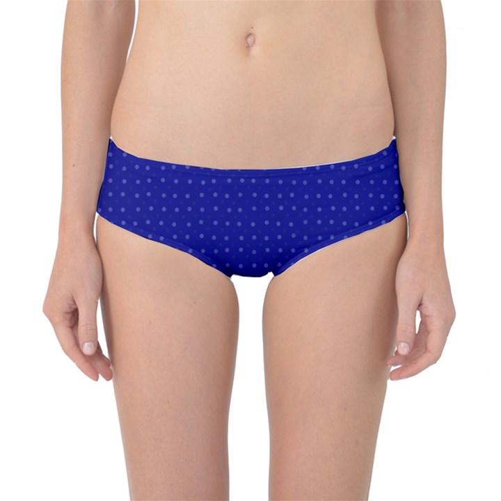 Navy Blue Color Polka Dots Classic Bikini Bottoms